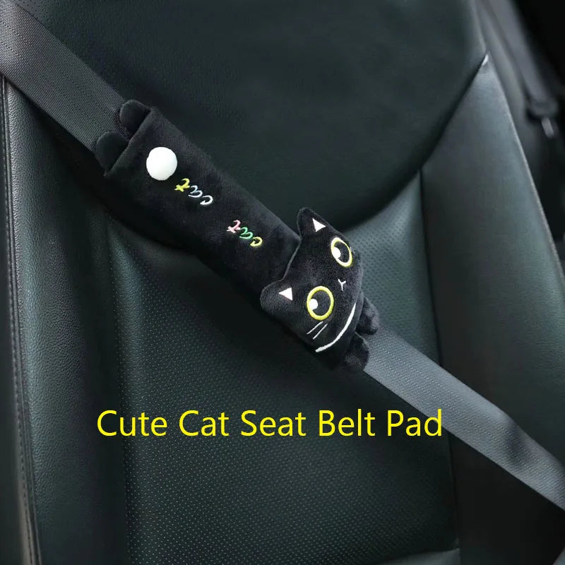 Cartoon Cute Cat Car Neck Pillow Headrest Travel Cushion Seatbelt Interior