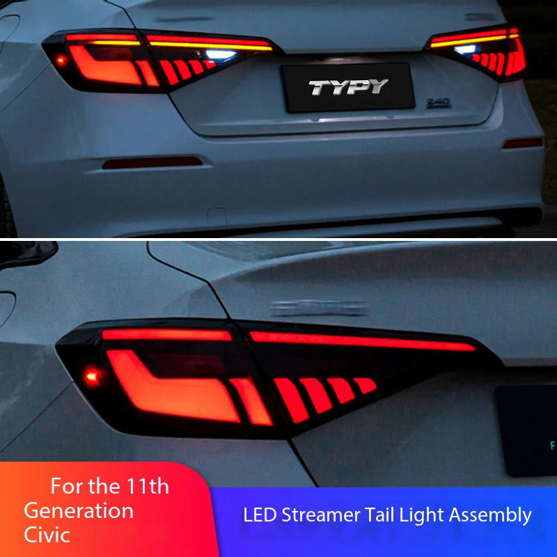 TYPY Car Tail Lamp Tail Light Modified LED Taillamp Taillight Turn Signal Lamp Brake Light for Honda Civic 11th RGB 2022-2023