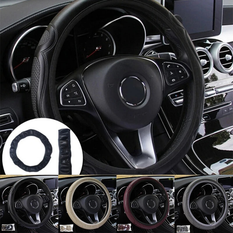 Universal Car Steering Wheel Cover Breathable Anti Slip Leather Steering Covers
