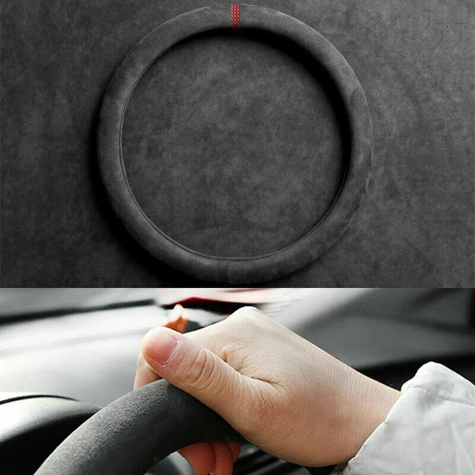 Car Steering Wheel Covers Cowhide Suede Steering Wheel Cover Wrap Universal