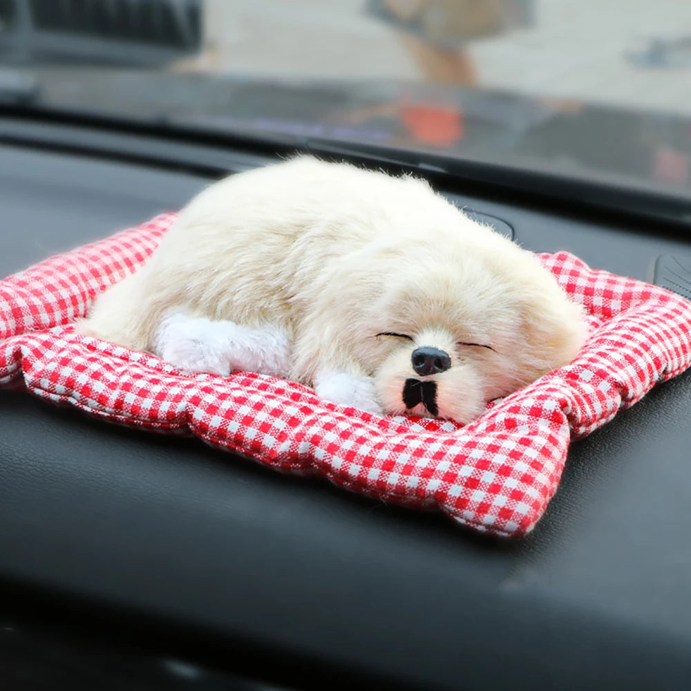 ABS Plush Dogs Car Ornament Decoration Simulation Sleeping Dog Toy Automotive Premium Automotive Accessory
