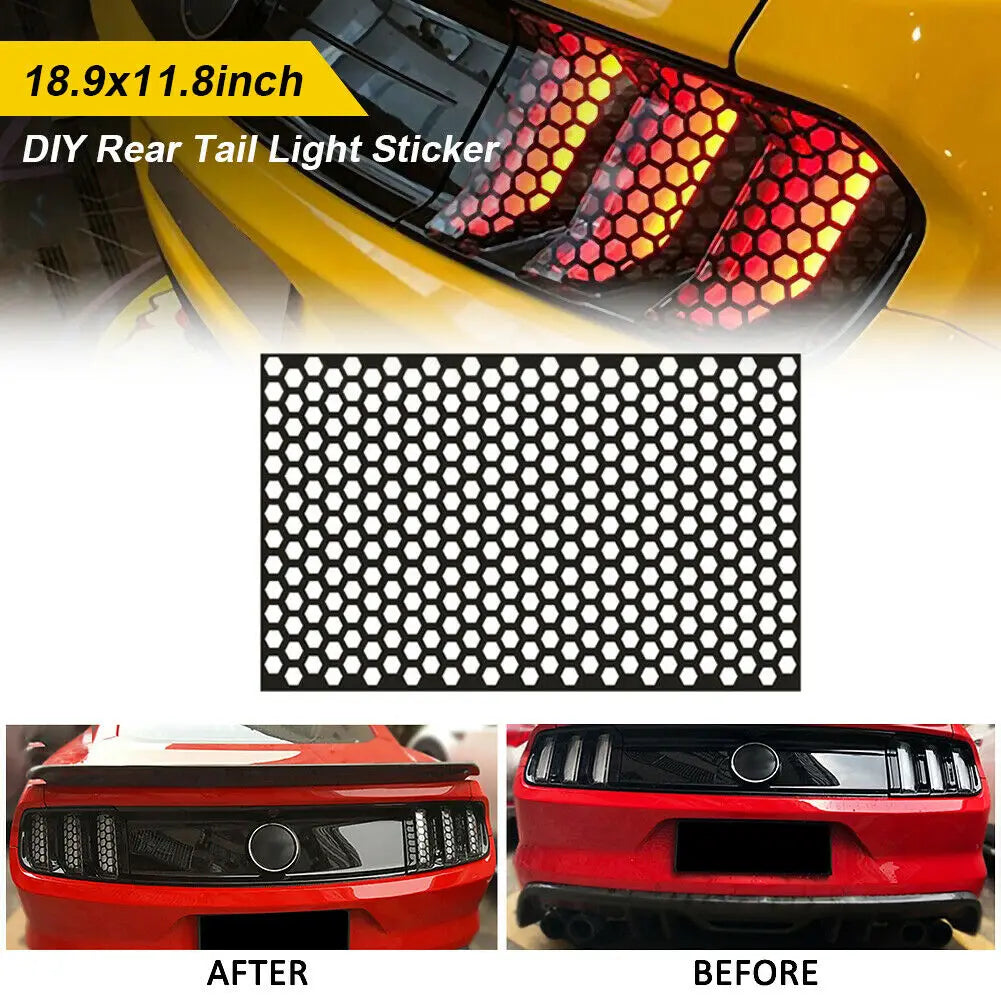 Honeycomb Car Sticker Cut-out Hollow Auto Lamp Film Grid Side Shield Headlamp Taillight Film Decals Car Wrap Sticker 48*30cm