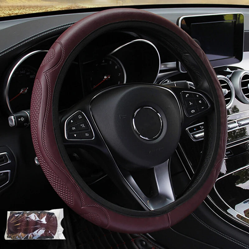 Universal Car Steering Wheel Cover Breathable Anti Slip Leather Steering Covers