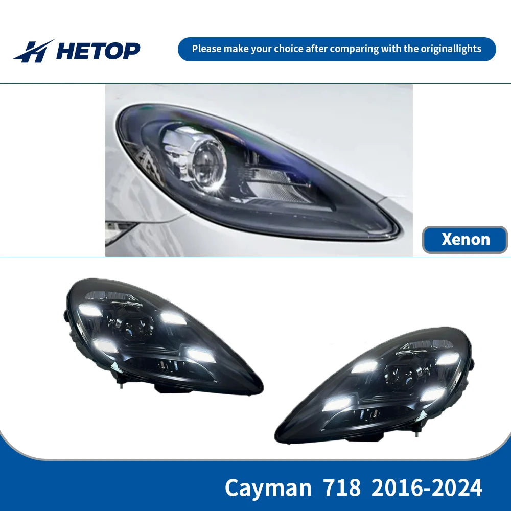 HETOP Cayman 718 Headlights 2016-2024 Single Color 982 982C Upgrade Modified LED DRL Head Lamp Plug and Play for Porsche