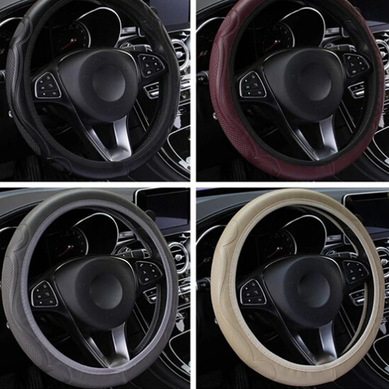 Universal Car Steering Wheel Cover Breathable Anti Slip Leather Steering Covers