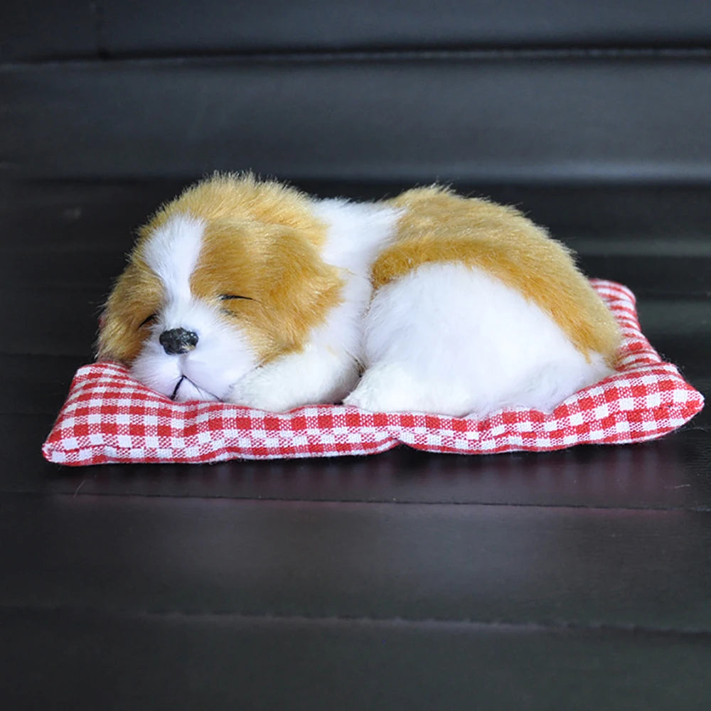 ABS Plush Dogs Car Ornament Decoration Simulation Sleeping Dog Toy Automotive Premium Automotive Accessory
