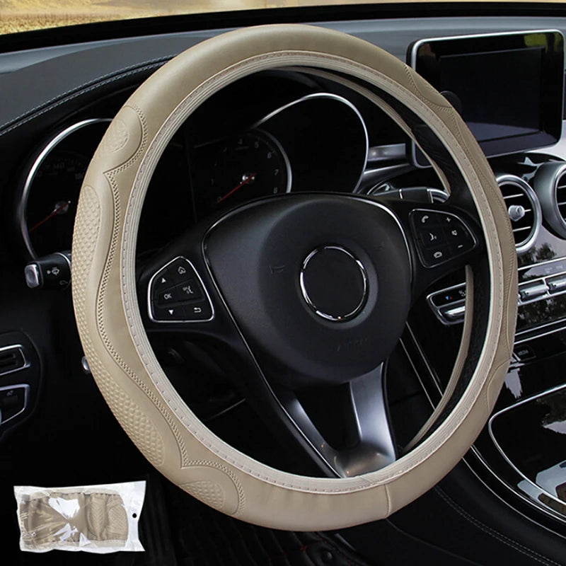 Universal Car Steering Wheel Cover Breathable Anti Slip Leather Steering Covers