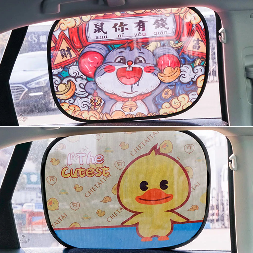 Cartoon Window Shade Characters Sun Blocker Insulation Car Sunshade Side Window