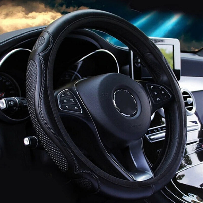Universal Car Steering Wheel Cover Breathable Anti Slip Leather Steering Covers