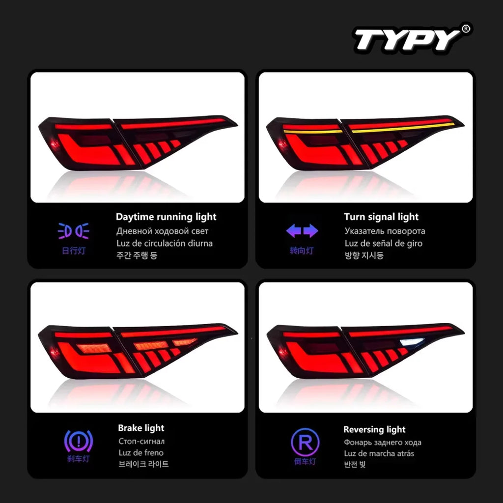 TYPY Car Tail Lamp Tail Light Modified LED Taillamp Taillight Turn Signal Lamp Brake Light for Honda Civic 11th RGB 2022-2023