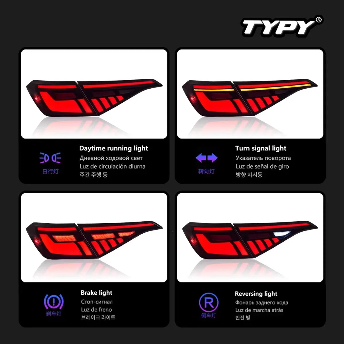 TYPY Car Tail Lamp Tail Light Modified LED Taillamp Taillight Turn Signal Lamp Brake Light for Honda Civic 11th RGB 2022-2023