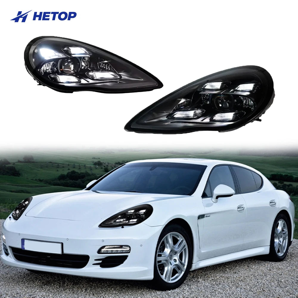 HETOP Panamera 970.1 Headlights 2010-2013 Single Color Upgrade Modified LED DRL Headlamp Plug and Play Angel Eye for Porsche