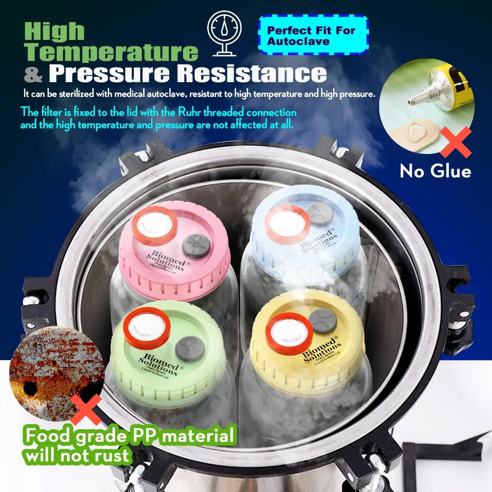 Liquid Culture Lids Autoclavable WIDE Premium Quality Replacement Accessory