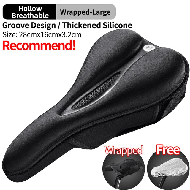 ROCKBROS Silicone Bicycle Saddle Hollow Breathable MTB Bike Seat Cushion Cover