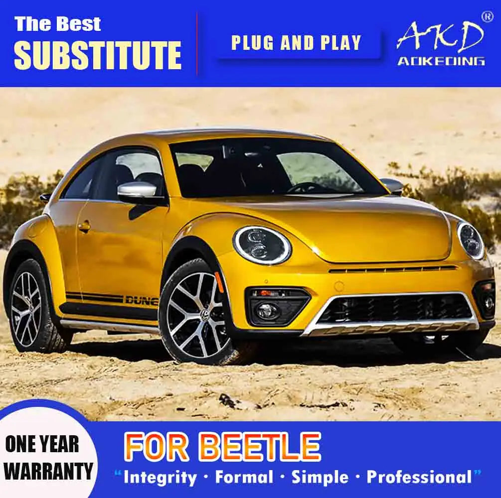 AKD Head Lamp for VW Beetle LED Headlight 2006-2021 Headlights Beetle DRL Turn Signal High Beam Angel Eye Projector Lens