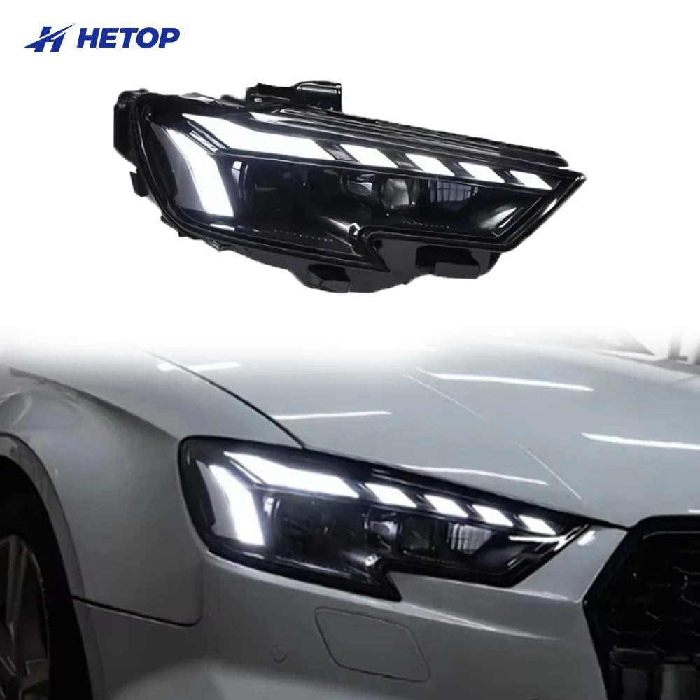 HETOP A3 Headlights 2017-2020 Single Color Upgrade Modified LED DRL Matrix Headlamp Plug and Play Accessories Angel Eye for Audi
