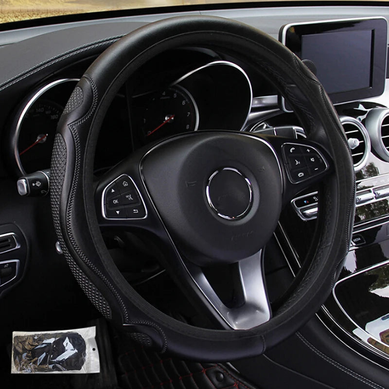 Universal Car Steering Wheel Cover Breathable Anti Slip Leather Steering Covers