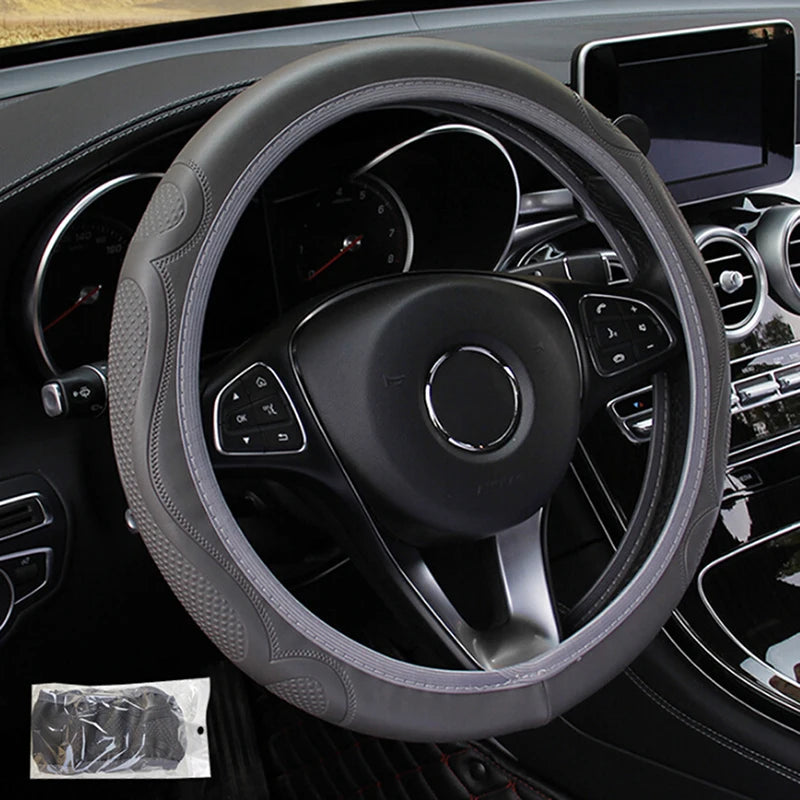 Universal Car Steering Wheel Cover Breathable Anti Slip Leather Steering Covers