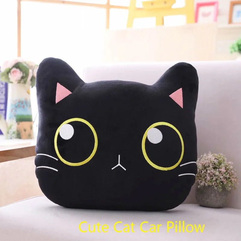 Cartoon Cute Cat Car Neck Pillow Headrest Travel Cushion Seatbelt Interior