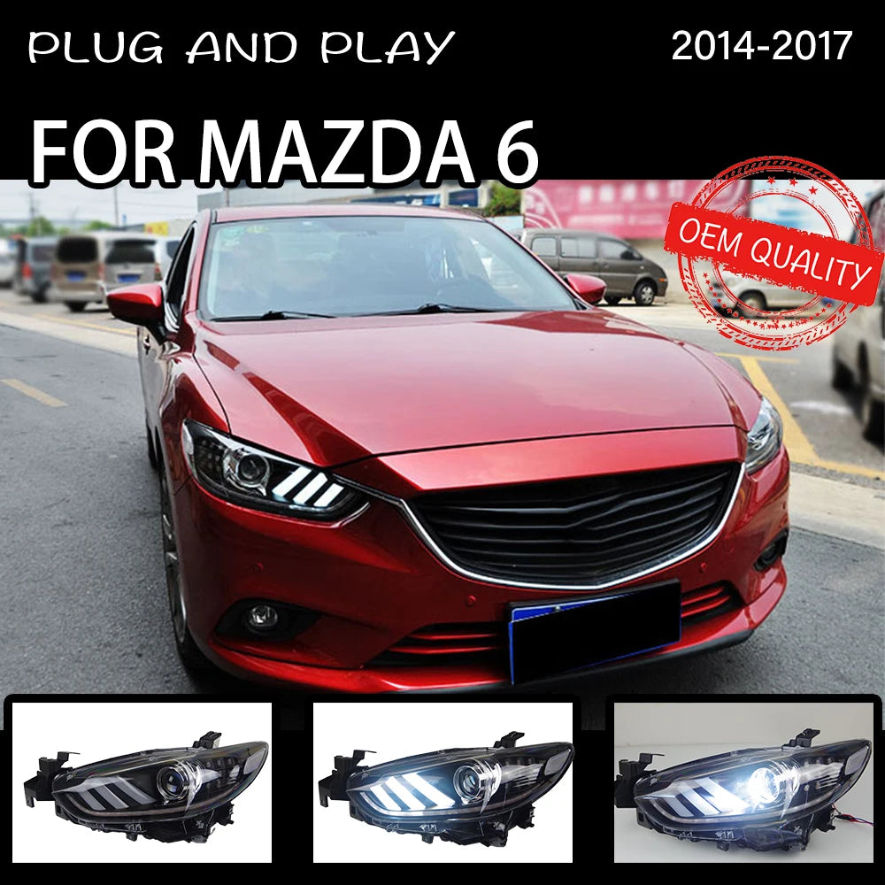 Head Lamp For Mazda 6 Atenza 2013-2017 Mustang Headlights Fog Light Day Running Light DRL H7 LED Bi Xenon Bulb Car Accessory
