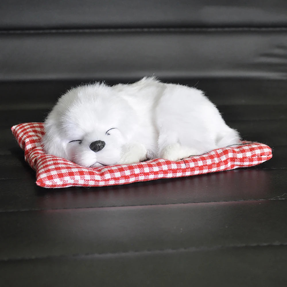 ABS Plush Dogs Car Ornament Decoration Simulation Sleeping Dog Toy Automotive Premium Automotive Accessory