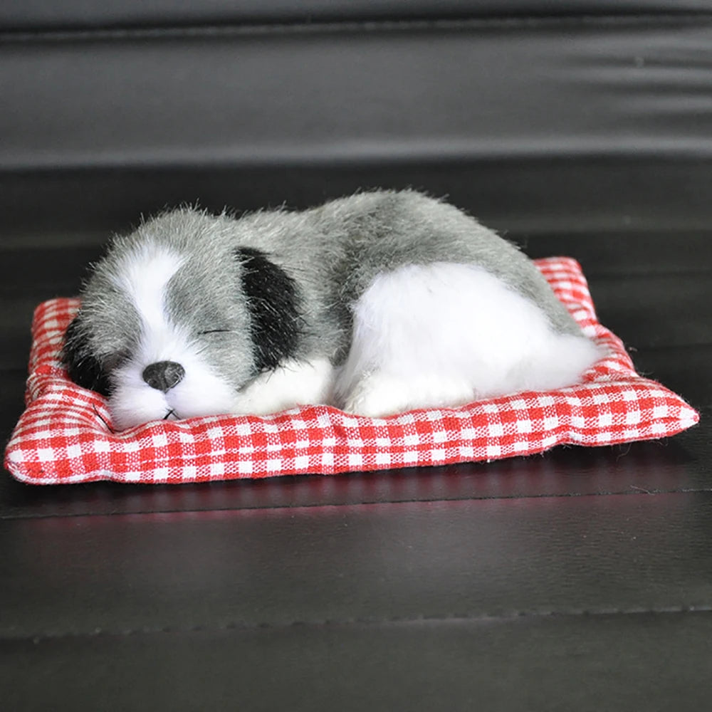 ABS Plush Dogs Car Ornament Decoration Simulation Sleeping Dog Toy Automotive Premium Automotive Accessory