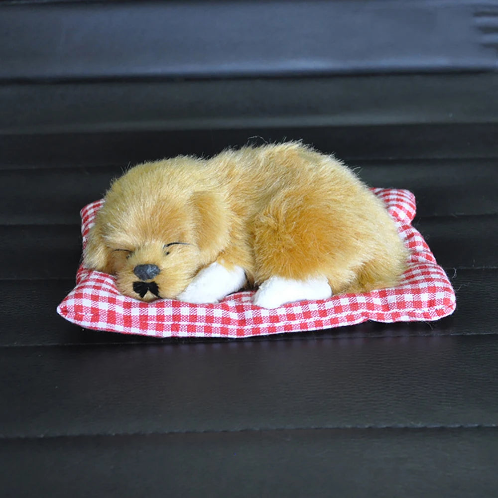 ABS Plush Dogs Car Ornament Decoration Simulation Sleeping Dog Toy Automotive Premium Automotive Accessory