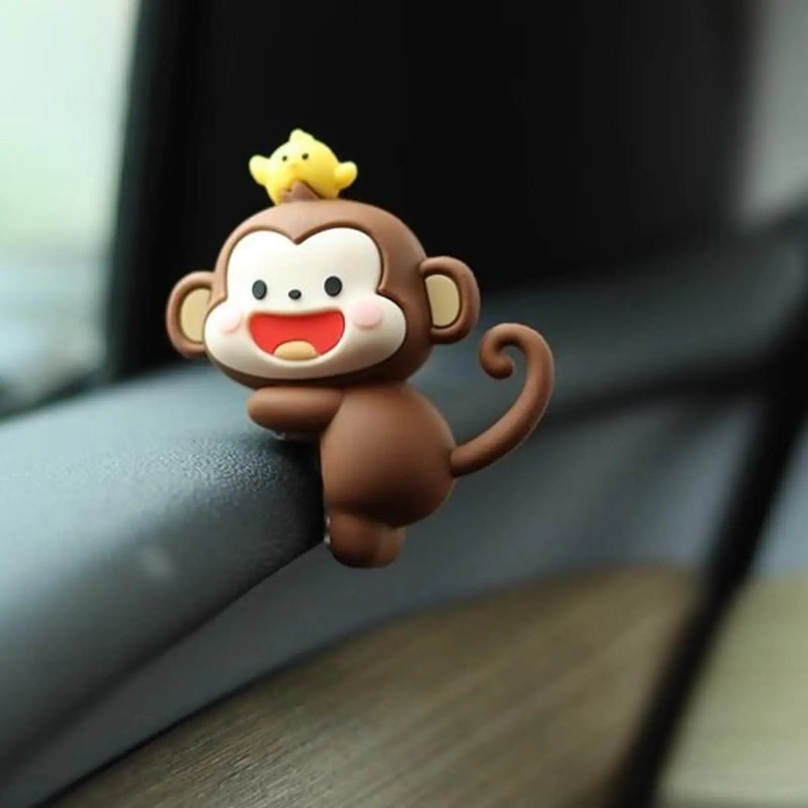 Cartoon Monkey Ornament Auto Center Console Navigator Screen Lovely Doll Premium Automotive Accessory