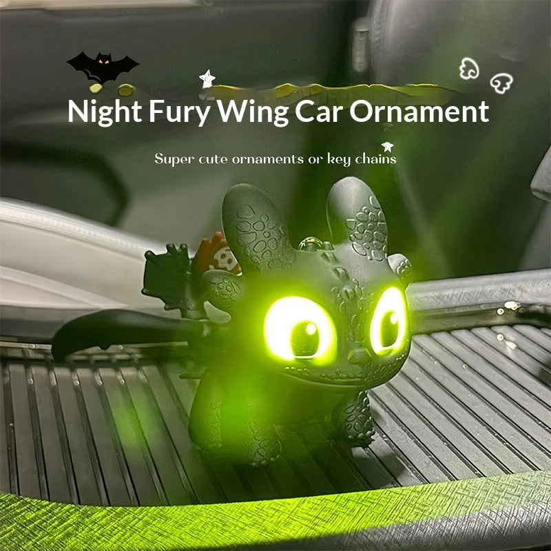 Genuine Cute Glowing Toothless Car Interior Ornament, Night Fury Wings Can Move Premium Automotive Accessory
