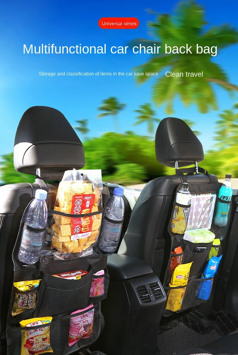 Car Backseat Organizer with Touch Screen Tablet Holder Auto Storage Pockets