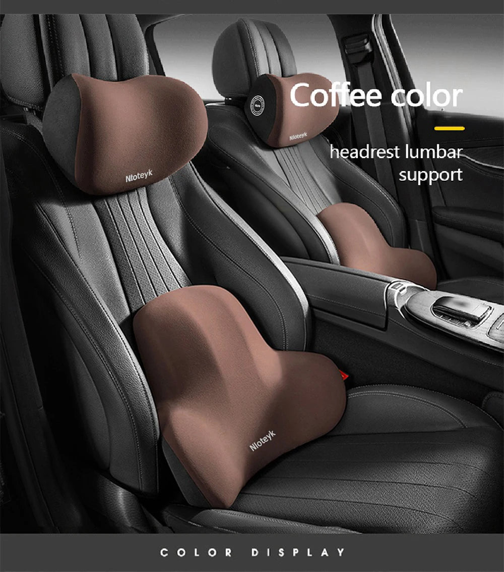 Car Neck Pillow Memory Foam Protective Lumbar Back Support Breathable SUV Truck
