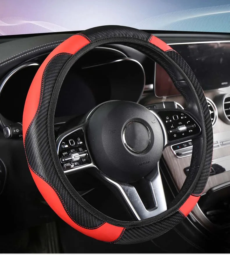 Car Steering Wheel Cover Breathable Anti Slip PU Leather Steering Covers