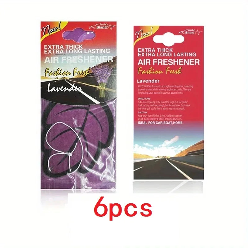 3-60pcs Car Air Freshener Natural Scented Tea Paper Auto Hanging Vanilla Perfume