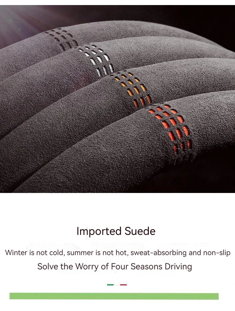 Suede Steering Wheel Cover for All Seasons Auto Ultra-thin Non-slip