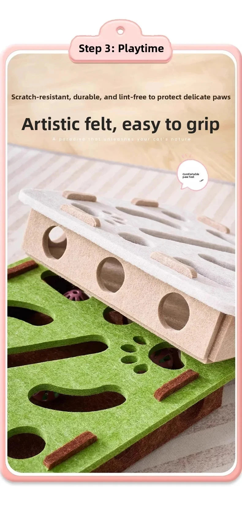 Cat Puzzle Toy Felt Puzzle Box Cat Exercise Toy With Ball Indoor Sports Entertainment Hunting Cat Toys For Indoor Cats
