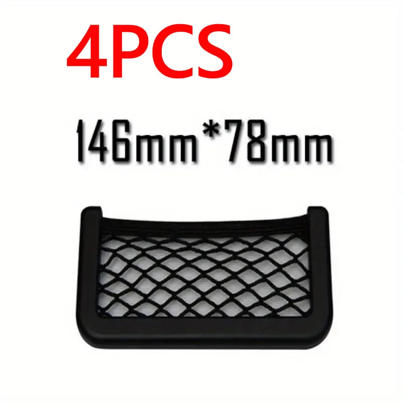 Car Storage Bag Nets Adhesive Auto Seat Organizer Door Side Net Pocket Interior