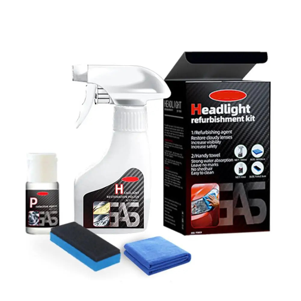Car Headlights Restoration Kit Chemical Brightener Headlight Polisher Restorer Polishing Paste Set Auto Headlamps Wax Sanding