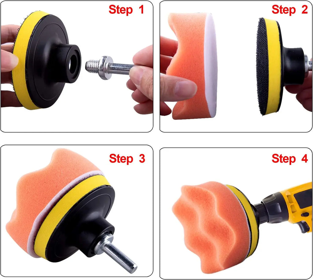15-65 Pcs Car Headlight Repair Restoration Kit 3 Inch 75mm Sanding Plate Waxing Sponge Sanding Pad for Polishing and Sanding