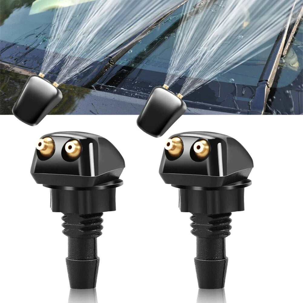 Sale 2Pcs Car Windshield Wiper Washer Spray Nozzle Fits Most Models Dual Holes Premium Automotive Accessory