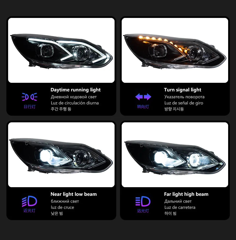 AKD Car Styling Headlights for Ford Focus LED Headlight Projector Lens 2012-2014 Focus 3 DRL Head Lamp Automotive Accessories