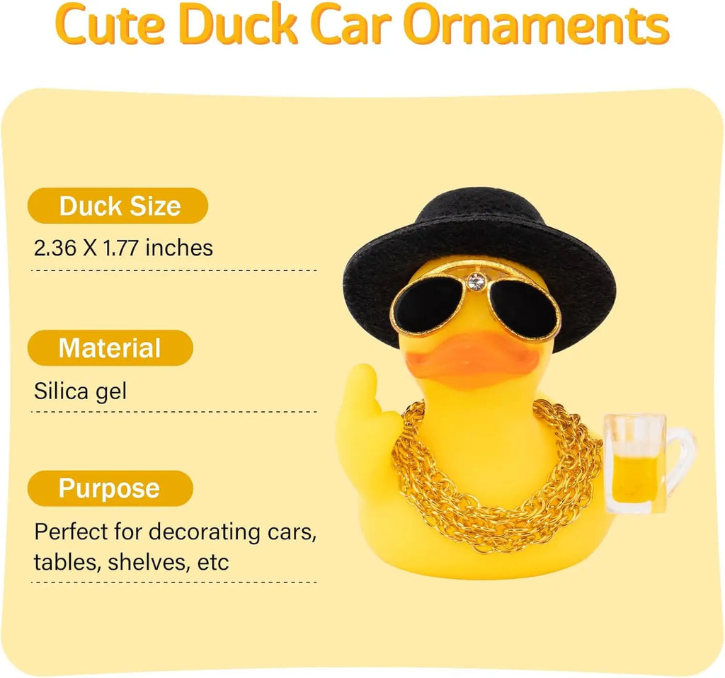 Rubber Middle Finger Duck Car Ornament Funny Office Gift Dashboard Decoration Premium Automotive Accessory