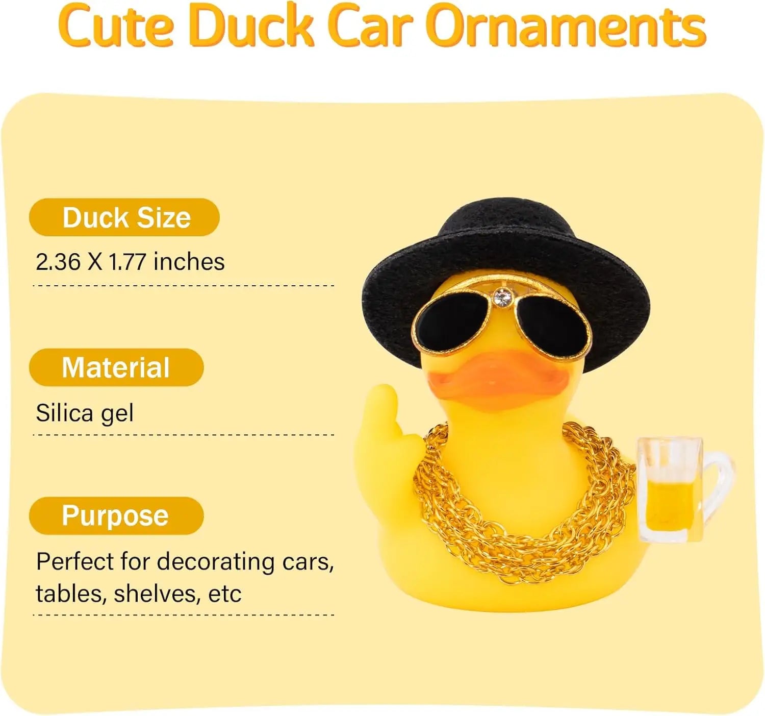 Rubber Middle Finger Duck Car Ornament Funny Office Gift Dashboard Decoration Premium Automotive Accessory