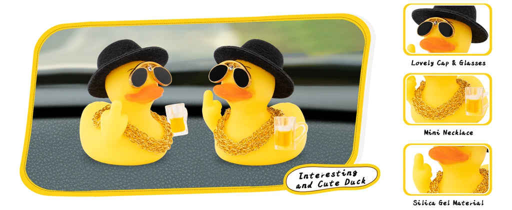 Rubber Middle Finger Duck Car Ornament Funny Office Gift Dashboard Decoration Premium Automotive Accessory