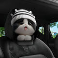 2 pcs Cute Striped Knitted Kitty Cat Car Headrest Covers Polyester Universal