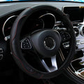 Black Steering Wheel Cover Carbon Fiber Faux Leather Car without Inner Ring