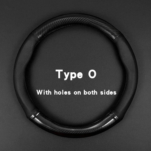 Universal Car Steering Wheel Cover Carbon Fiber Leather D shape O Shape