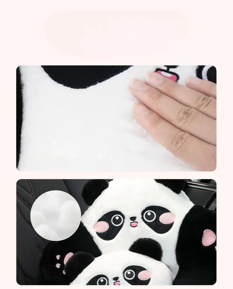 Car Headrest Neck Protection Pillow Cute Plush Panda Backrest in the Lumbar