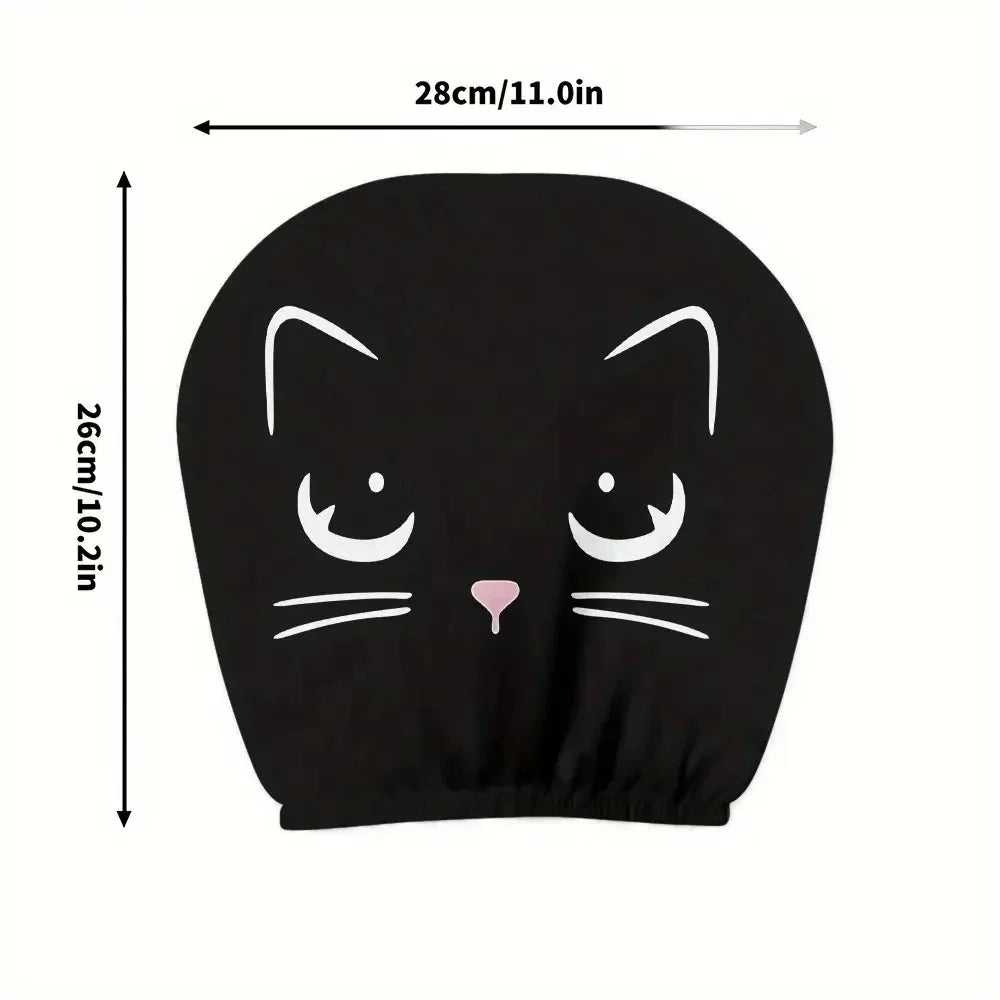 2pcs Horror-Themed Car Headrest Covers Black White Face Design Unfilled Interior