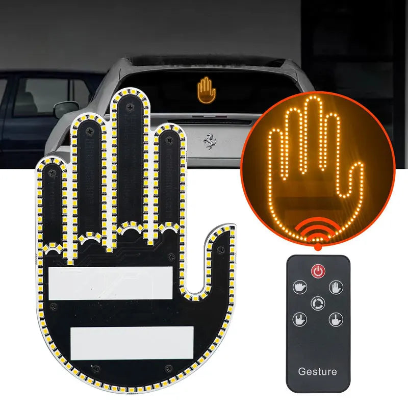 Car Finger Light With Remote Control Cool Funny Led Lighting Road Rage Middle Premium Automotive Accessory