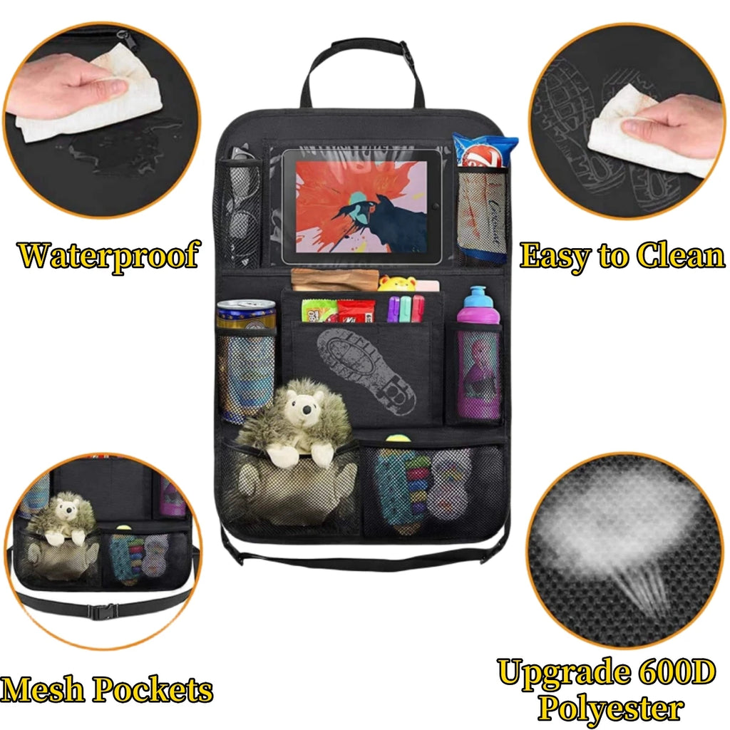Car Seat Back Organizer 10 Storage Pockets with Touch Screen Tablet Holder